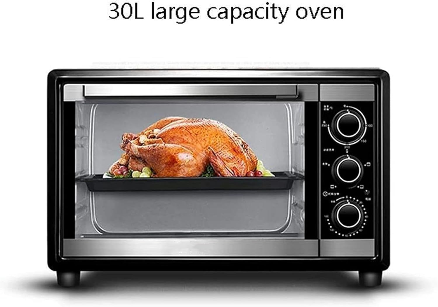 Mini 30 L Oven Adjustable From 0 To 250 ℃ And 120 -Minute Timer Of 1500 W For The Home, Three -Layer Grill, Fully Automatic Fork, Baked Moon, Pizza Cake