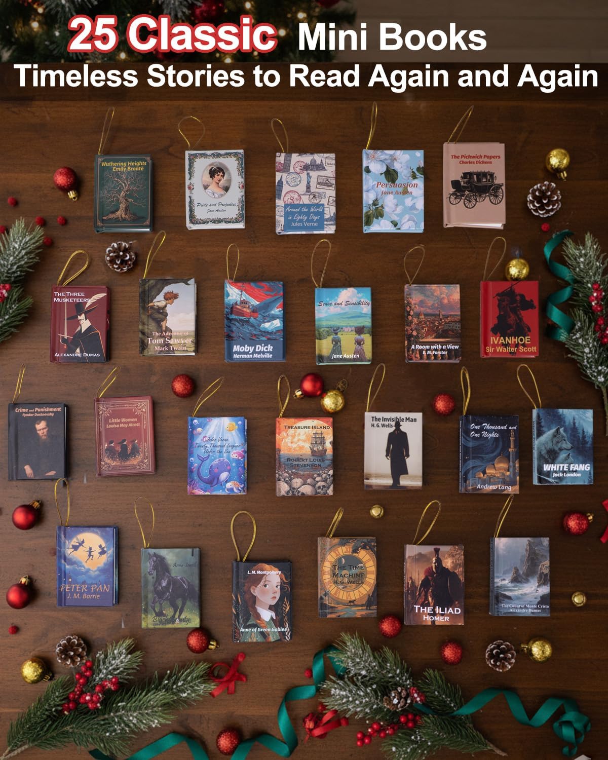 Book Lovers Gifts, Bookish Advent Calendar 2025, 25 Pcs Book Ornaments for Christmas Tree, Unique Advent Calendar Christmas Gifts for Books Lover Women, Men, Readers, Kids, Bookworm - Vol. I