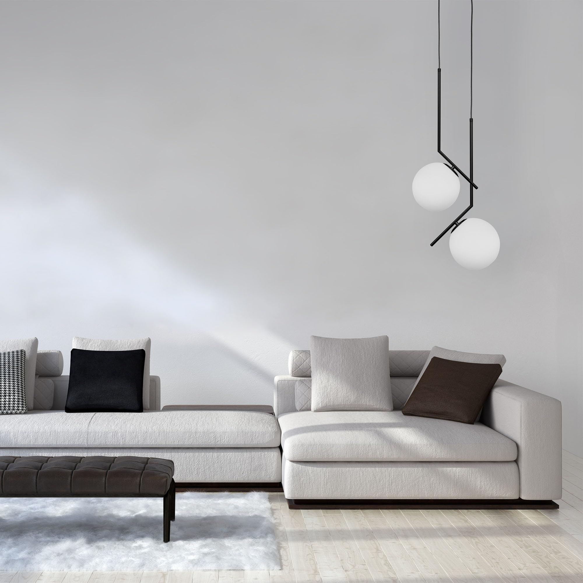 EDO lampada a sospensione a soffitto PELOTA in vetro glamour in colore bianco-nero, lampada a sospensione con attacco E27 per max. 60W, per soggiorno, sala da pranzo (20cm) EDO777102