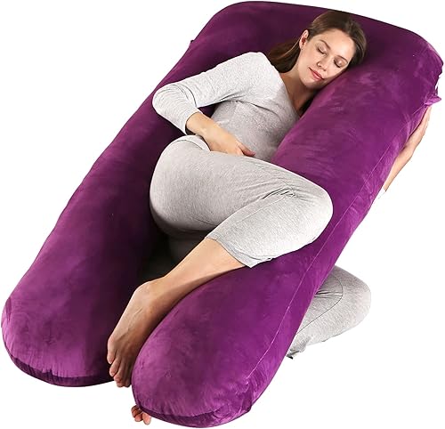 Miniatura 13 de Amagoing - Almohada de embarazo refrescante para dormir, almohada de maternidad en forma de U para todo el cuerpo para mujeres con dolor de cadera,