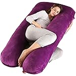 Amagoing 55 inches Pregnancy Pillows for Sleeping, U Shaped Maternity Full Body Pillow for Pregnant Women with Hip, Leg, Back, Belly Support, Washable Velvet Cover Included (Dark Purple)