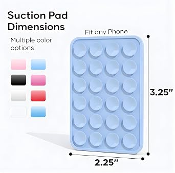 Suction Phone Case Mount, Phone Sticky Grip for iPhone and Android, Adhesive Phone Accessory, Hands-Free Mirror Shower Phone Holder for Videos and Selfies (Baby Blue)