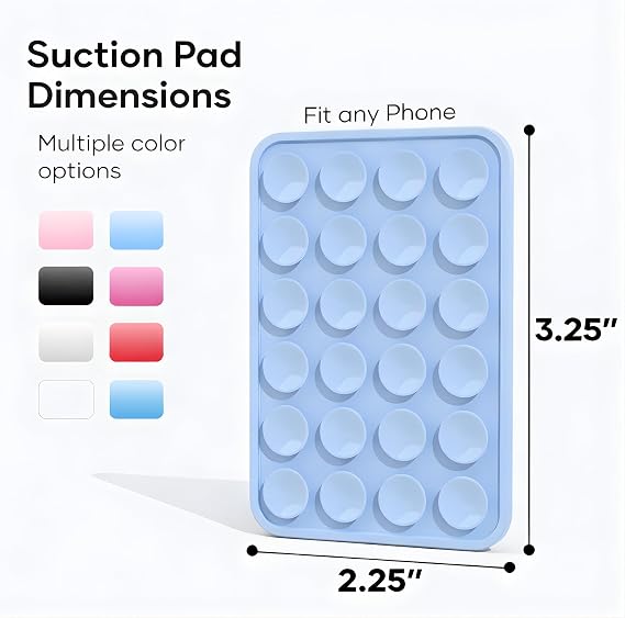 Suction Phone Case Mount, Phone Sticky Grip for iPhone and Android, Adhesive Phone Accessory, Hands-Free Mirror Shower Phone Holder for Videos and Selfies (Baby Blue)