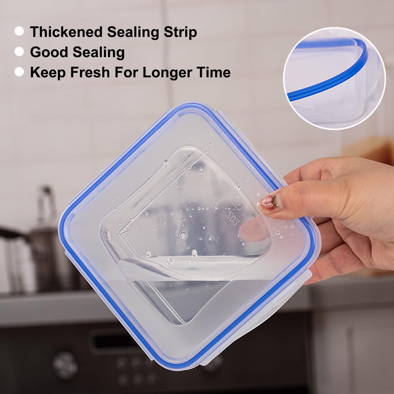 Contenitori Ermetici per Alimenti, 6 Pezzi 800ML Plastica Contenitori Cucina Organizer per Dispensa, Credenza, Senza BPA, a Prova di Perdite (800ml-Quadrato)