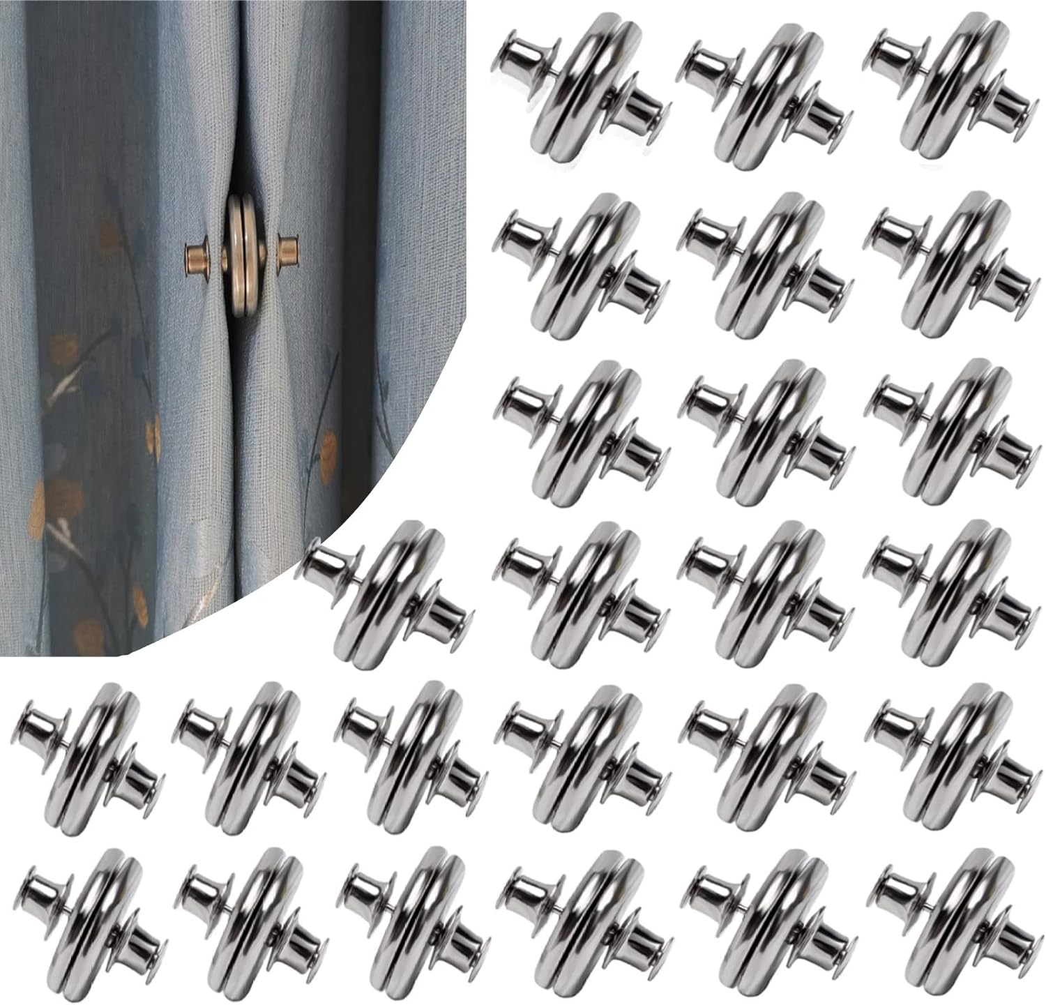 25 Pairs Magnetic Curtain Clips, Curtain Weights Magnets for Thin Drapery, Curtain Magnets Closure Prevent Light Leaking, Double Sided Magnetic wtih Strong Heavy Magnets