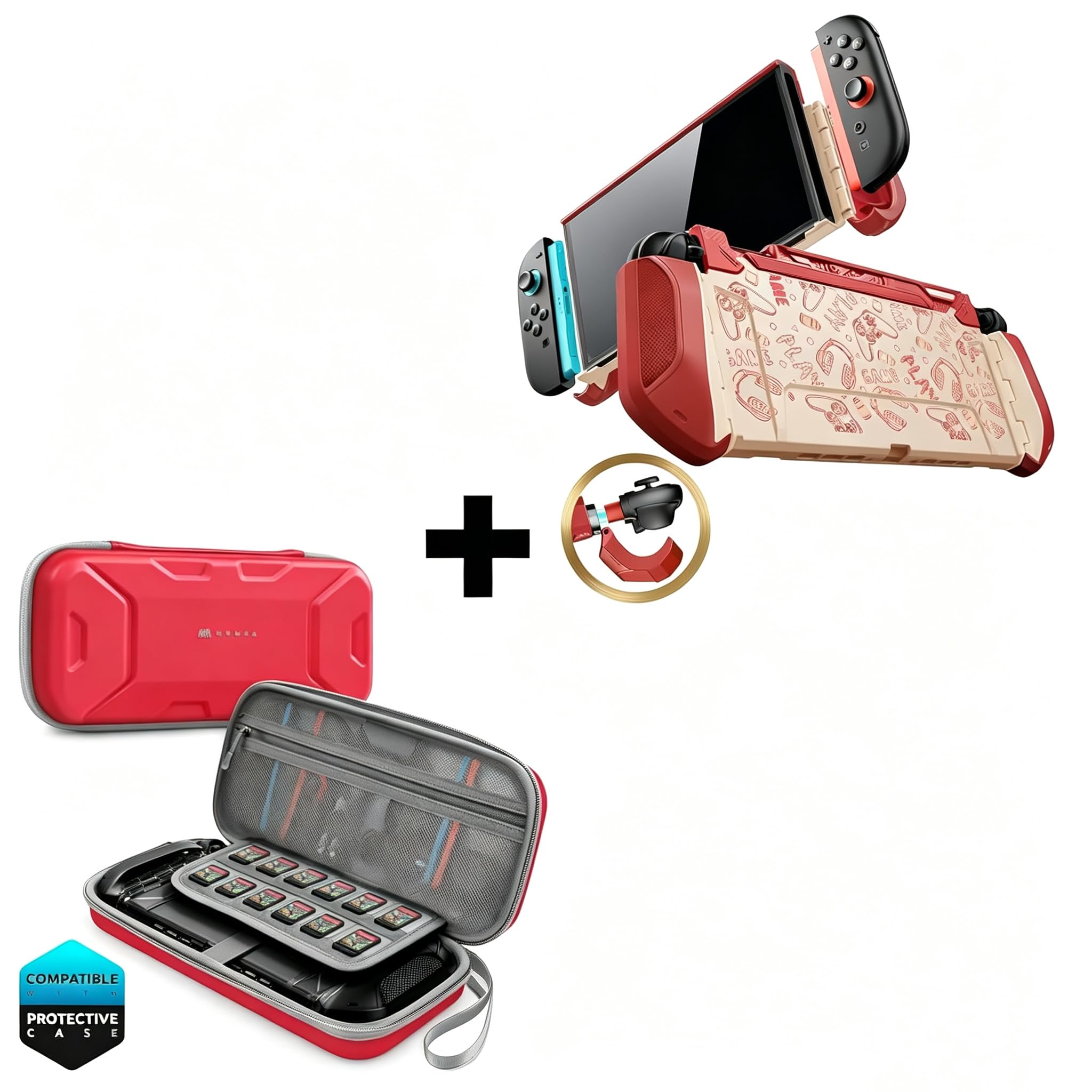 Mumba Save 6% to Buy Together Nintendo Switch 2 Case Arcade & Nintendo Switch 2 Plus Carrying Case Red