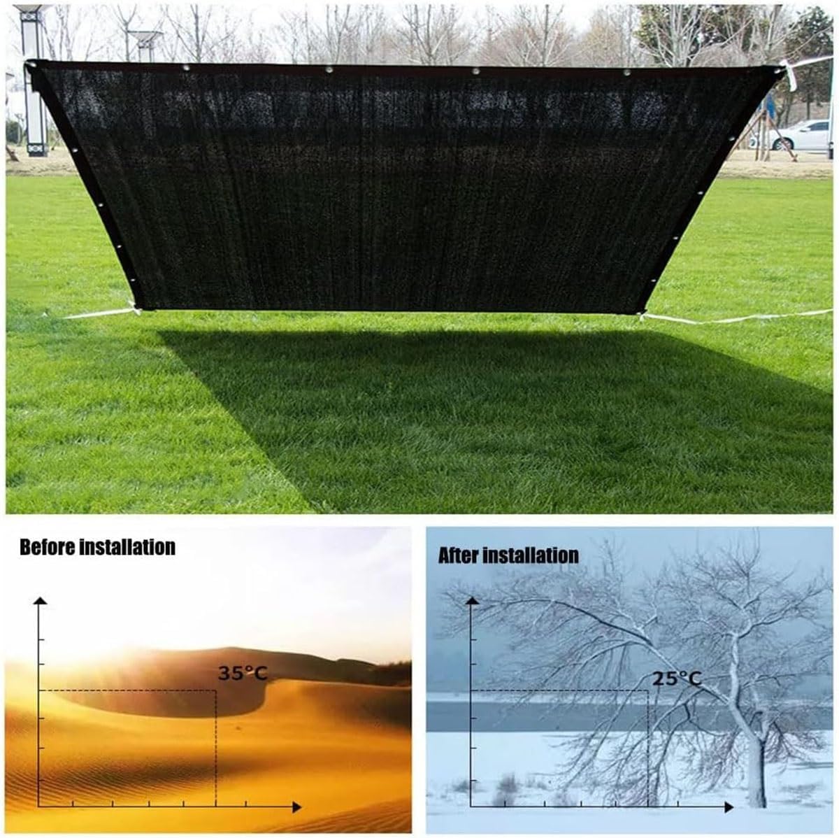 Shade Garden Netting Sunblock Shade Cloth, 85% Sun Shade Net Privacy Protective Screens Awning with Holes Sun Shade Cover for Cars, Dogs, Outdoor, RV, Patio Sun Shade Sail(Size:2m*4m)