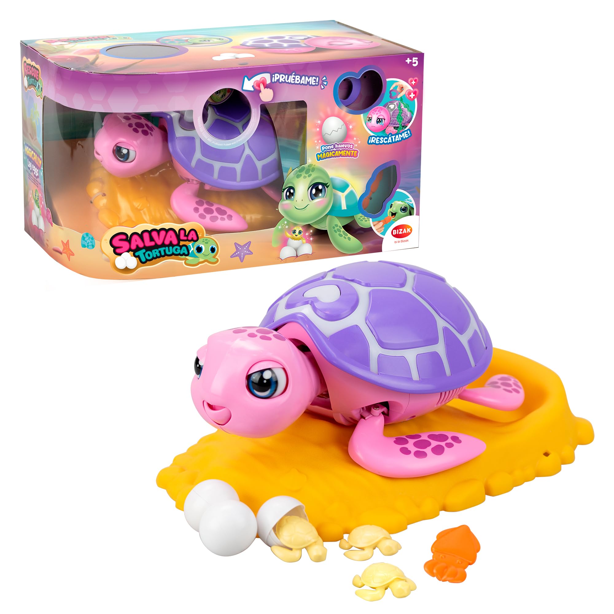 Bizak Speichern Sie die rosa Schildkröte, interaktives Haustier für Jungen und Mädchen, unboxing Erfahrung, reinigen und kümmern Sich um Ihr interaktives Tier mit Reaktion und Ton, Pflegespiel