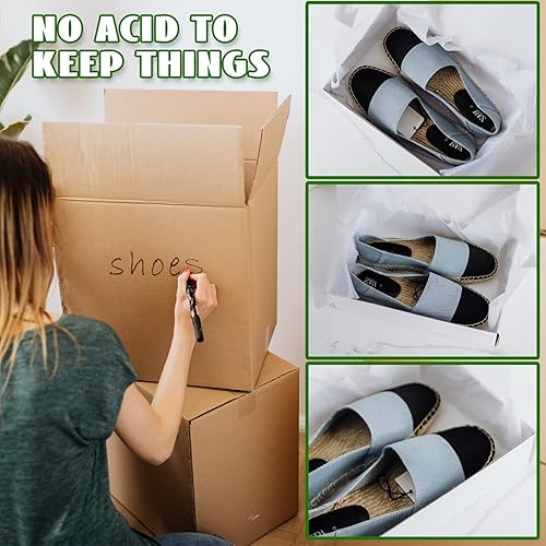 Miniatura 7 de RYKOMO 100 hojas de 24 x 36 pulgadas, sin ácidos, sin ácidos, papel de seda sin ácido, blanco, sin lignina, papel de seda para preservar ropa,