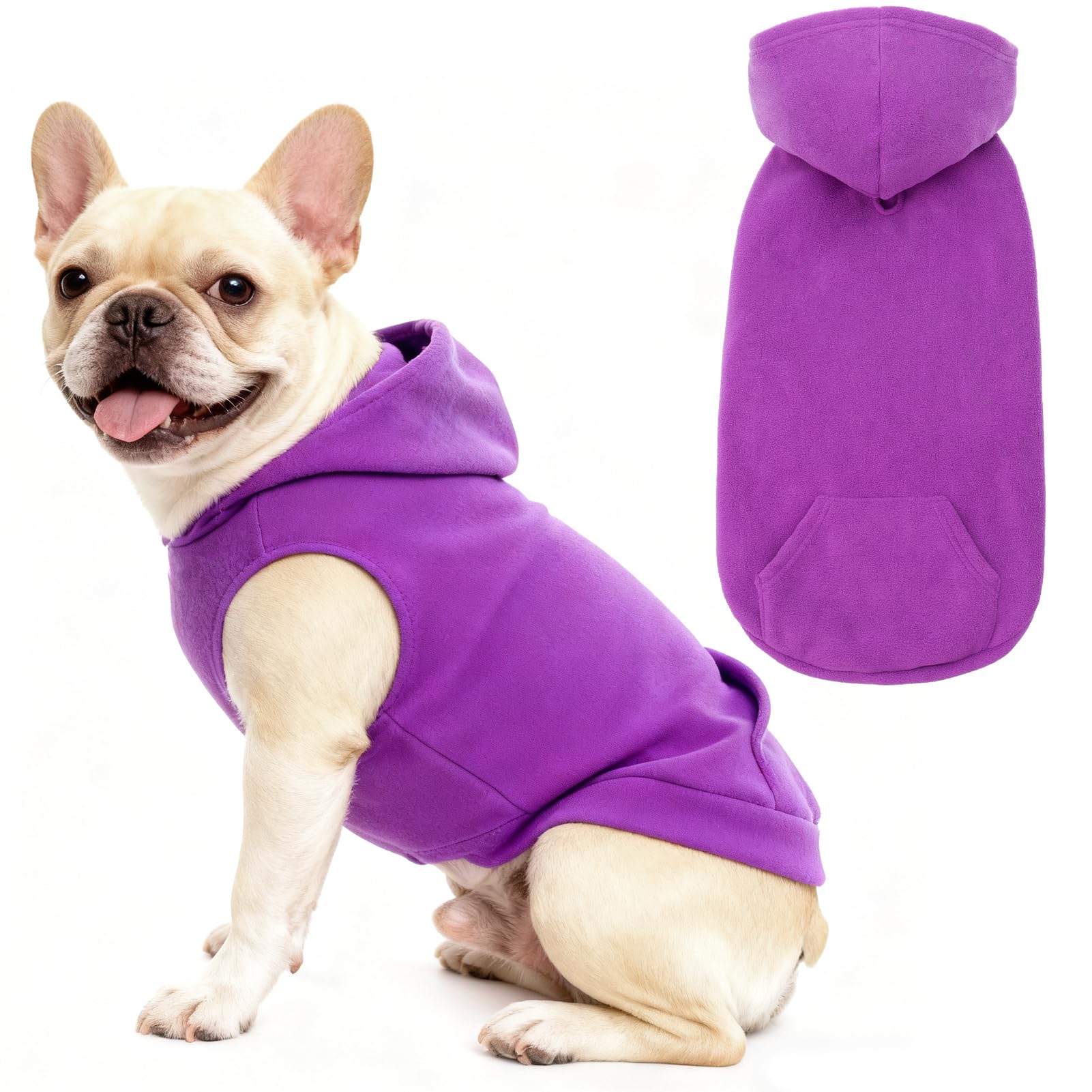 Sweat en polaire pour chien violet XS avec capuche EXPAWLORER pour le temps froid