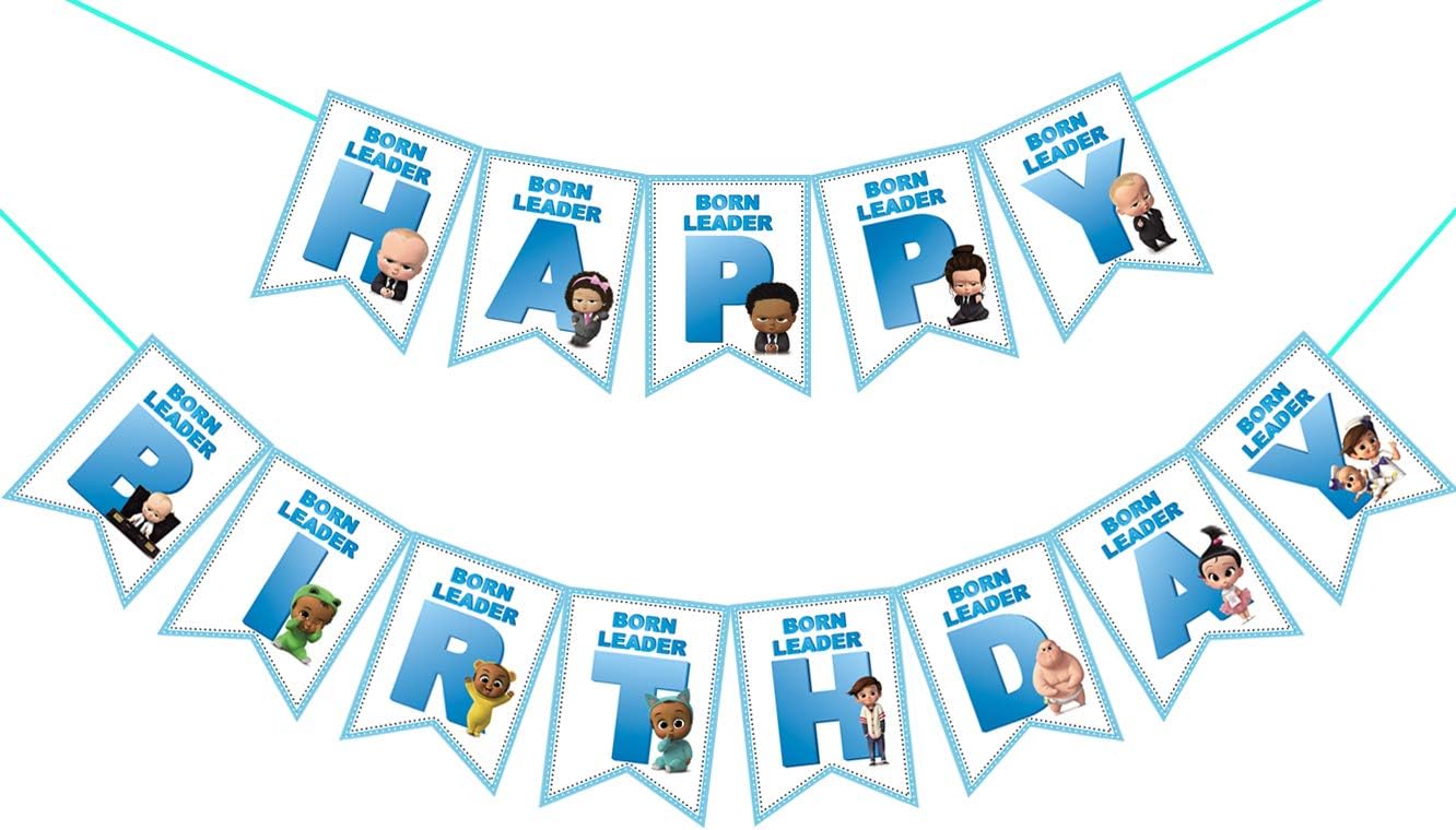 Boss Baby Happy Birthday Banner for Kids Birthday Party Decoration,Includes 13 Pieces Well Designed Flags.