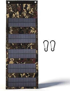 50W Portable Solar Panel Bag, Monocrystalline Silicon Foldable Charger, Lightweight with USB Port, for Camping Hiking Outdoor Activities Emergency Camouflage