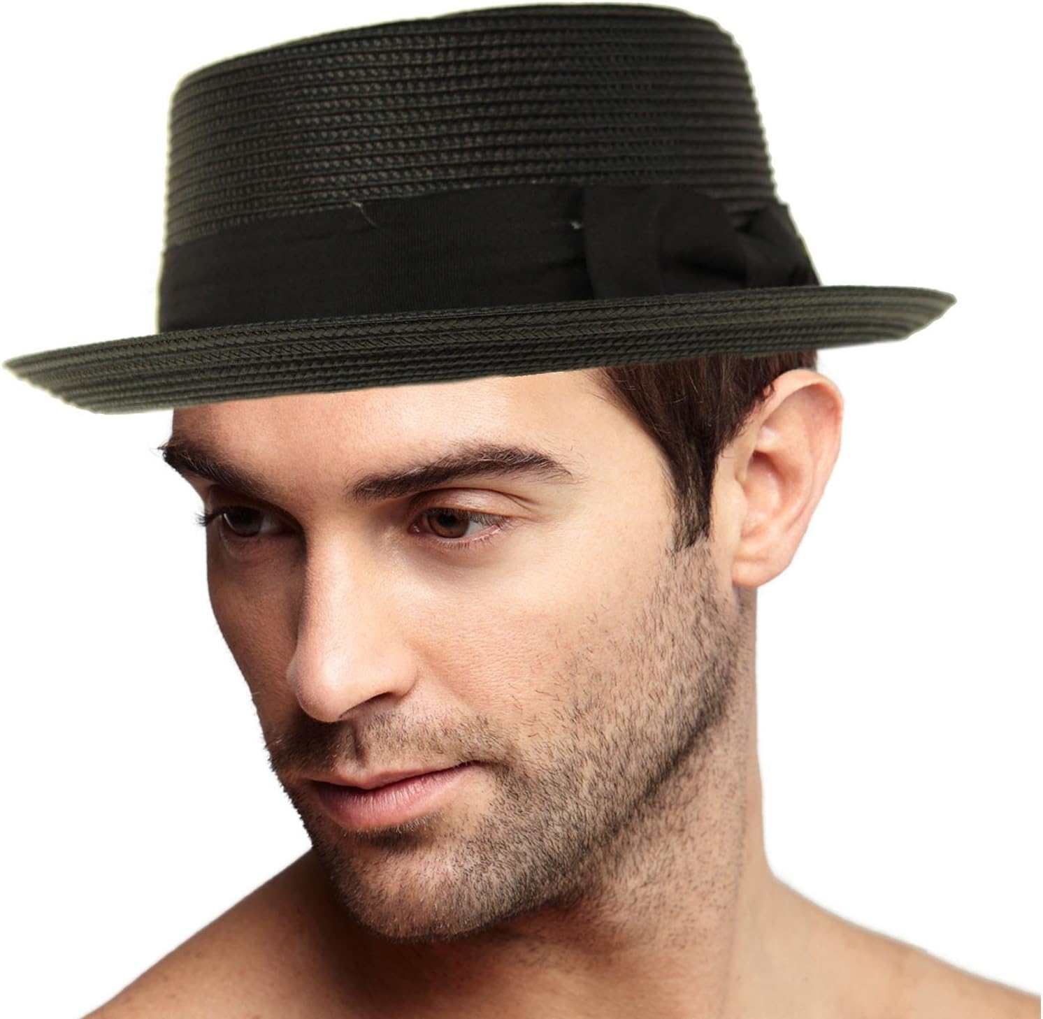 Men's Everyday Light Summer Ribbon Porkpie Boater Derby Fedora Sun Hat