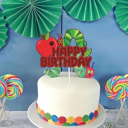 Miniatura 4 de Hunger Caterpillar - Decoración para pastel de cumpleaños, cuentos de hadas, oruga muy hambrienta, mariposa, decoración de pastel de cumpleaños,