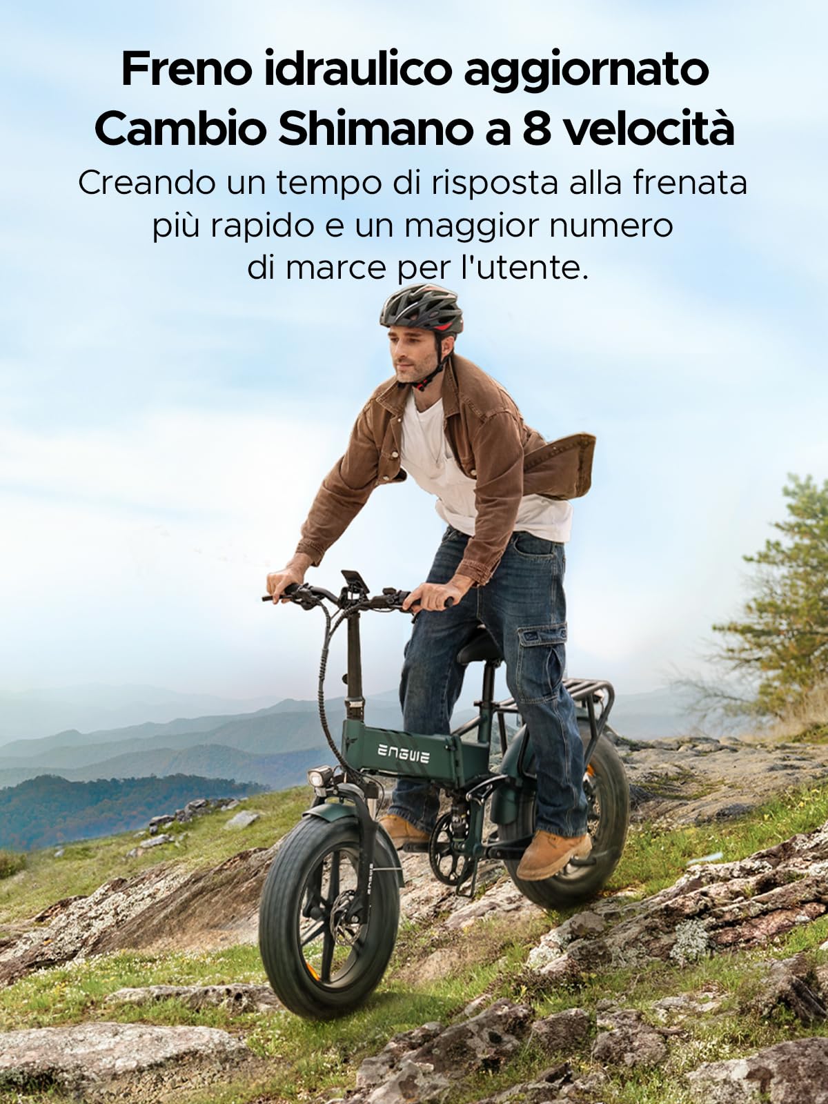 ENGWE ENGINE Pro 2.0 Bicicletta Elettrica Pieghevole 20"x4.0" Fat Tire, Batteria 768Wh 16Ah fino a 110KM, Sensore di Coppia, Sospensione Completa, 8 Velocità per Città e Fuoristrada