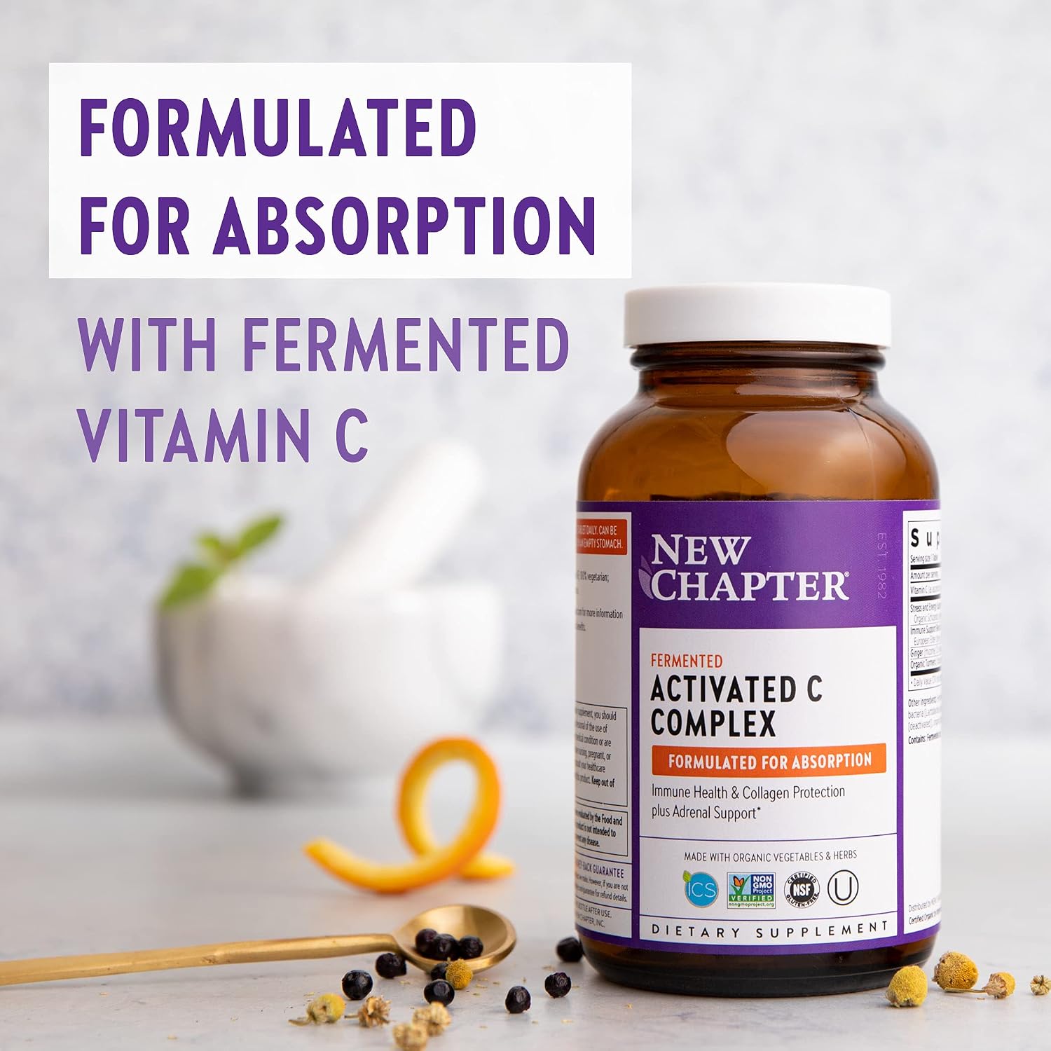 New Chapter Activated C Complex, for Immune Support, Organic, Non-GMO Ingredients, 180 Count
