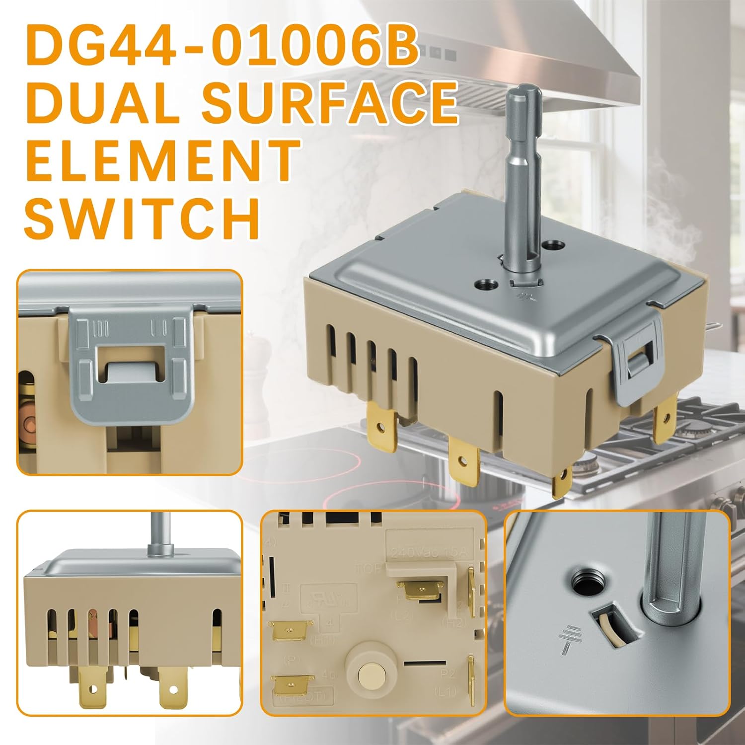 DG44-01006B PER001-12D Dual Burner Infinite Switch Dual Surface Element Switch, Compatible with Samsung Range/Oven Surface Element Control AP6037530 PS11771631 EAP11771631 NE59J7750WS NE58K9850WS