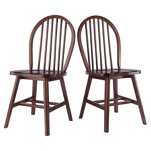 Winsome Windsor 2-Piece Chair Set in Walnut, Classic Ladder Backed