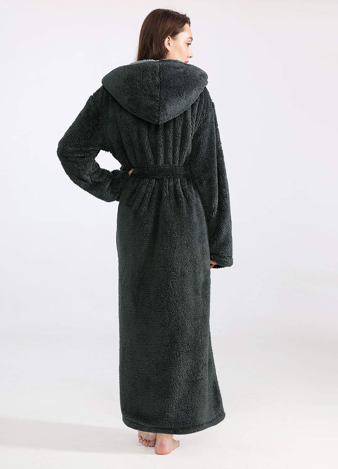 PUTUO Peignoir Femme Robe de Chambre: Polaire Hiver Chaud Longue Peignoir de Bain pour Femmes