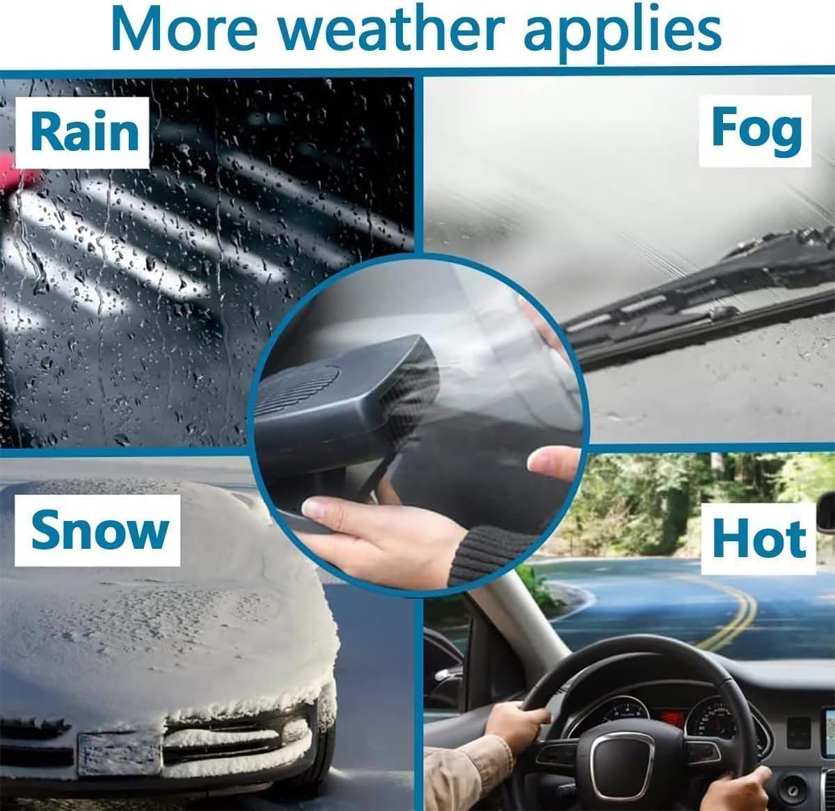 Leaflai Plug-in Cigarette Lighter 150W Car Heater Cooler Fan, Summer Powerful Cold Wind Auto Air Cooler, 2 in 1 Windshield Anti-Fog Mini Car Defrost Demister