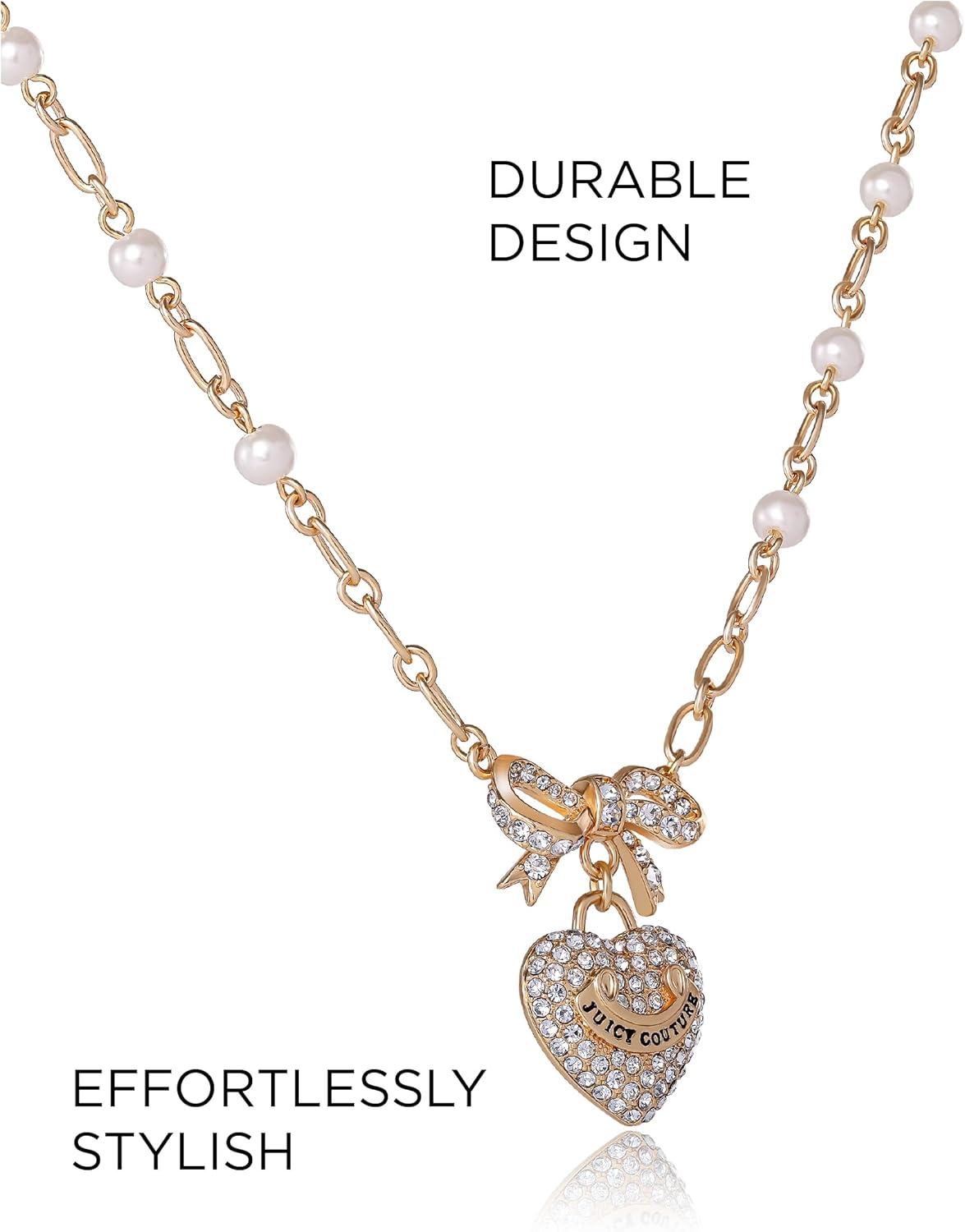 Juicy Couture Logo Heart Necklaces for Women 16-28"+2", Gold-Tone Heart Pendant Necklace, Valentines Day Gifts for Her - Image 5