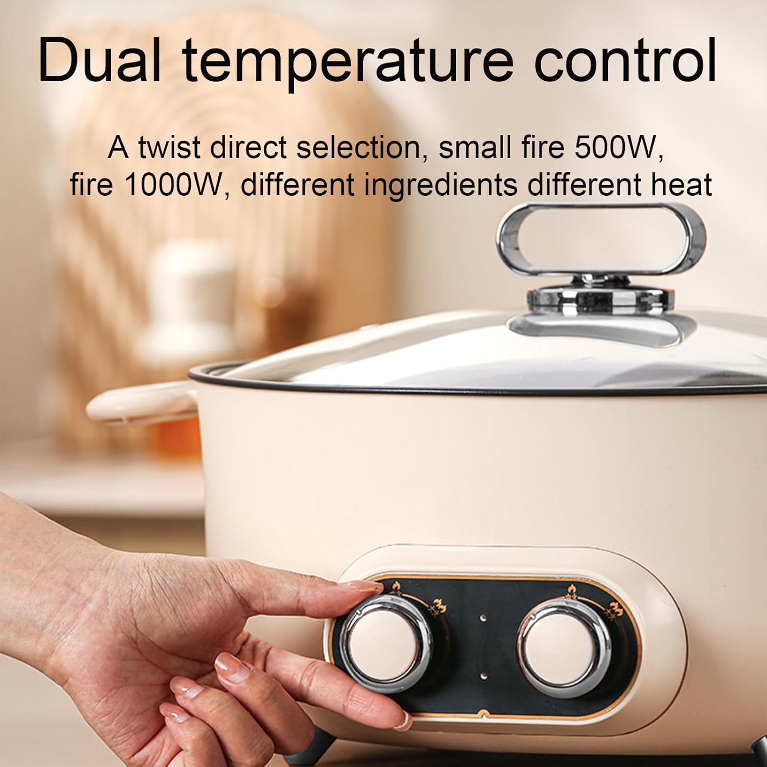 Electric Hot Pot, Non-Stick Shabu, with Detachable Divider, Independent Double Temperature Control, Perfect for Family and Friends Gatherings