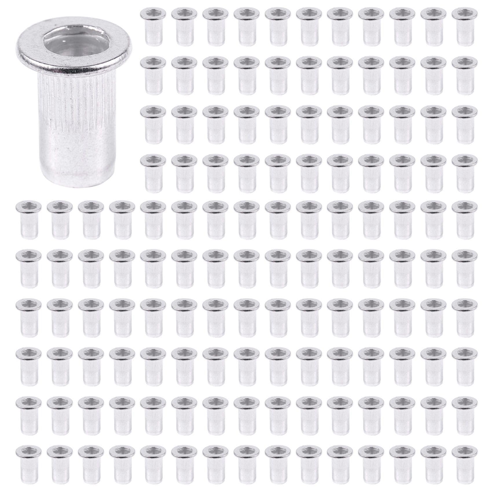 Jnchdghwa Silver M5 Aluminium Threaded Rivnuts Flat Head Rivet Nuts Nutserts 500Pcs