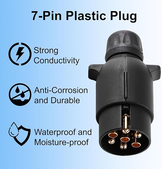 Double Dragon N-Type 7-Pin Trailer Board 12V Plug Towbar Socket Adapter | Waterproof | For Trailer, Caravan, Truck, RV, Towbar Towing, Auto Lamp & Road Lights Connector