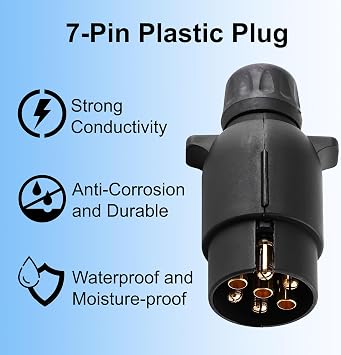 Double Dragon N-Type 7-Pin Trailer Board 12V Plug Towbar Socket Adapter | Waterproof | For Trailer, Caravan, Truck, RV, Towbar Towing, Auto Lamp & Road Lights Connector