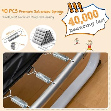 Goplus 6FT Rectangle Trampoline for Kids, 75 ASTM Approved Mini Toddler Trampoline with Swing, Horizontal Bar, Outdoor Indoor Recreational Rebounder w/Enclosure Net, Cover, Gift for Boys Girls