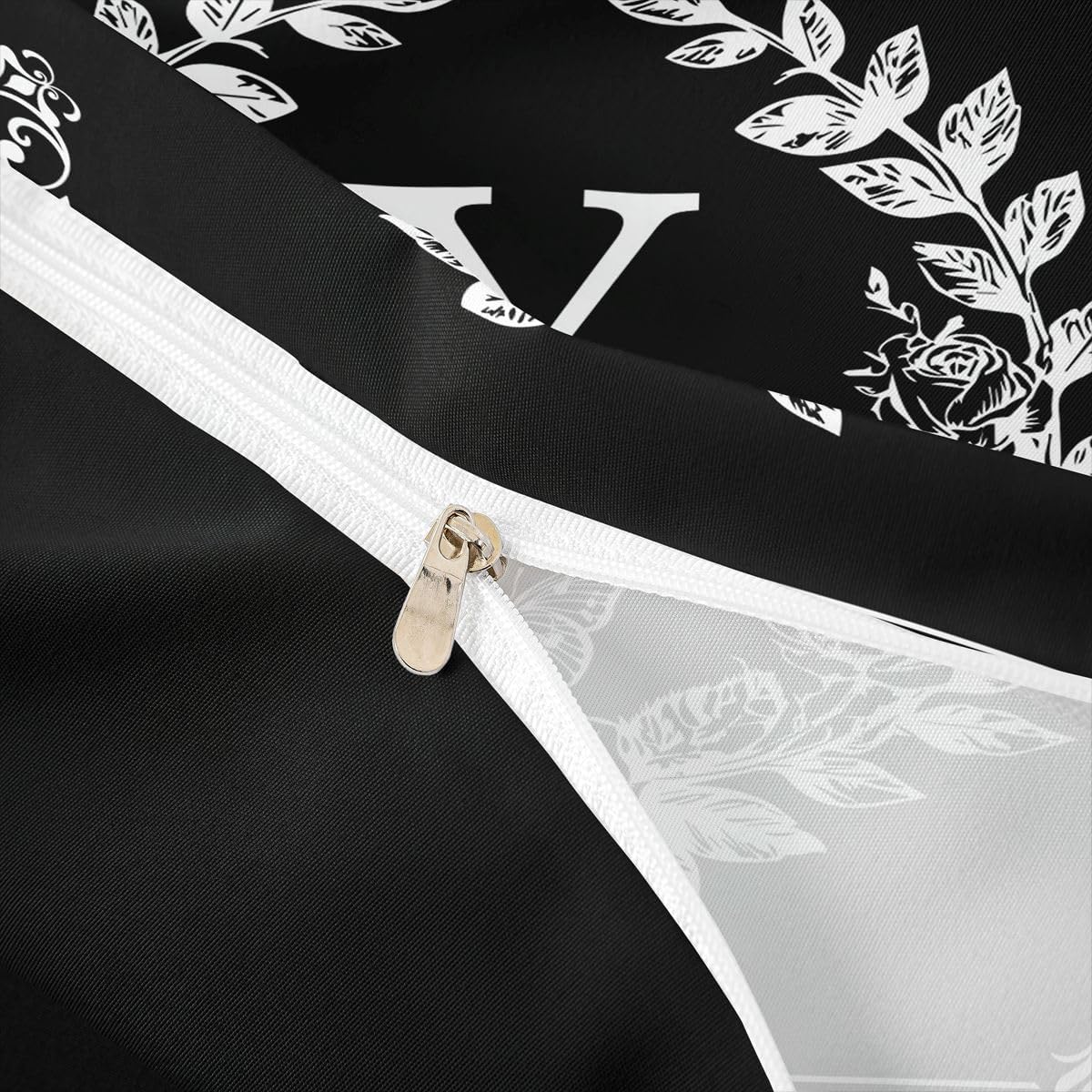 Erosebridal Monogram Letter Y Toddler Comforter Cover Butterfly Black and White Duvet Cover Boho Damask Floral Bedding Set for Kids Girls Adult Women Farmhouse Rustic Bed Sets with 1 Pillow Case