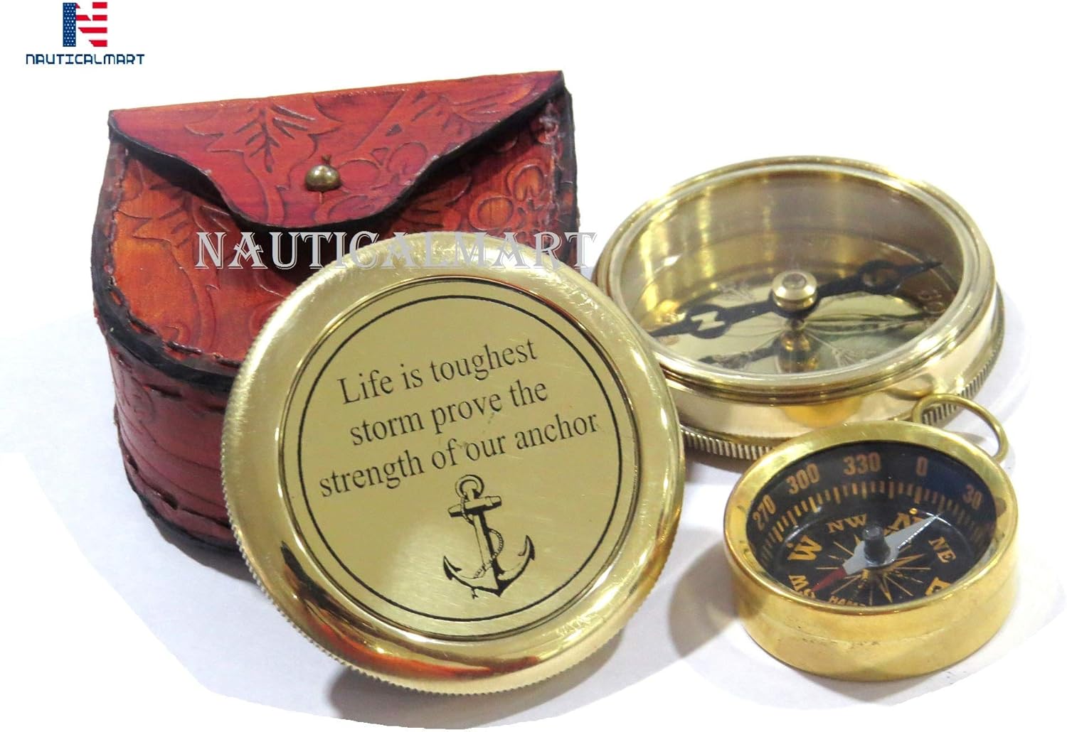Brass Compass with Mini Pocket Compass Combo Gift