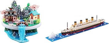 مجموعة JXRLMB Peachtree & Titanic Micro Building Blocks - مجموعات إبداعية وتعليمية للأعمار 14+