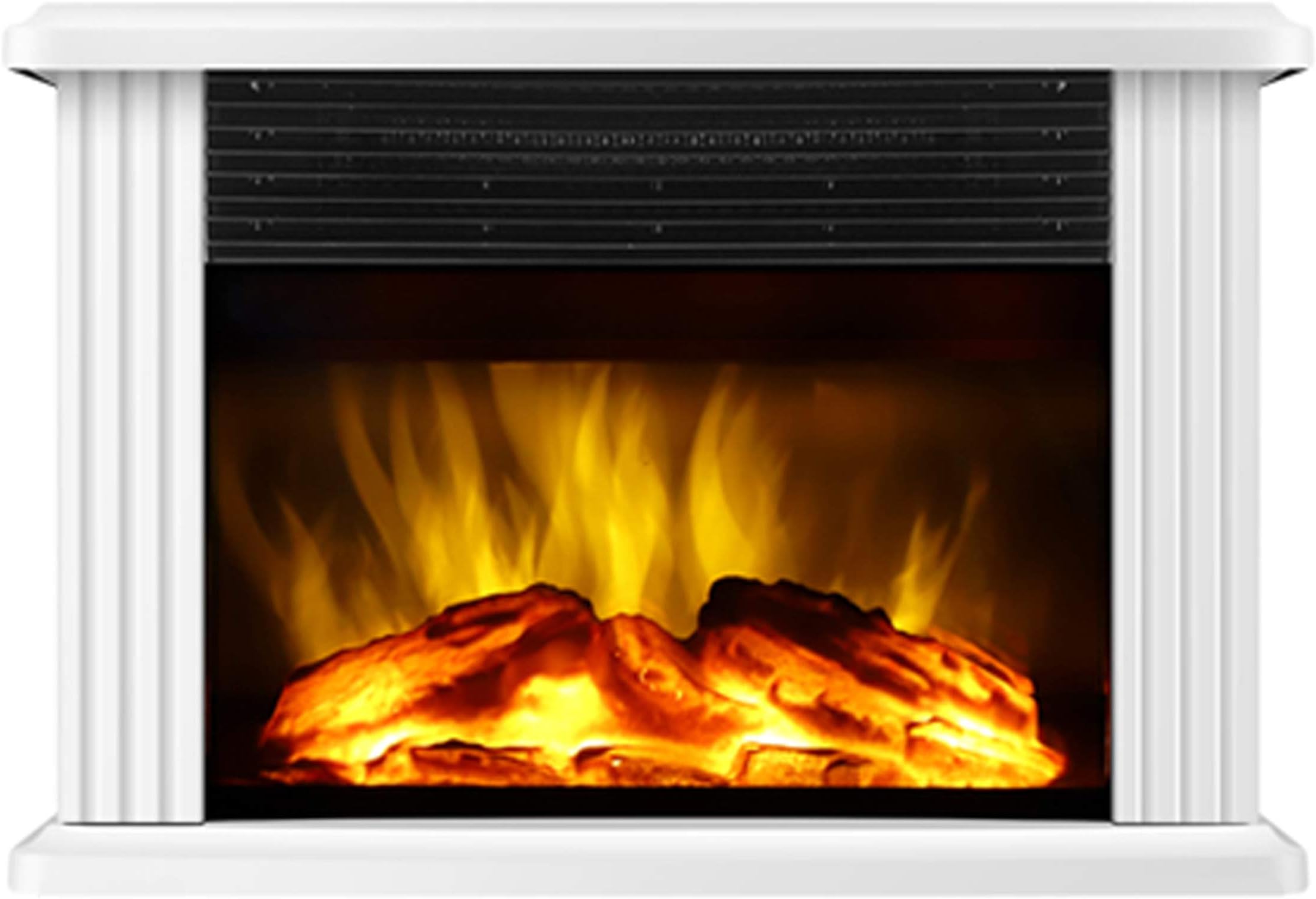 DONYER POWER Mini Electric Fireplace Tabletop Portable Heater,14'' (White, Metal)