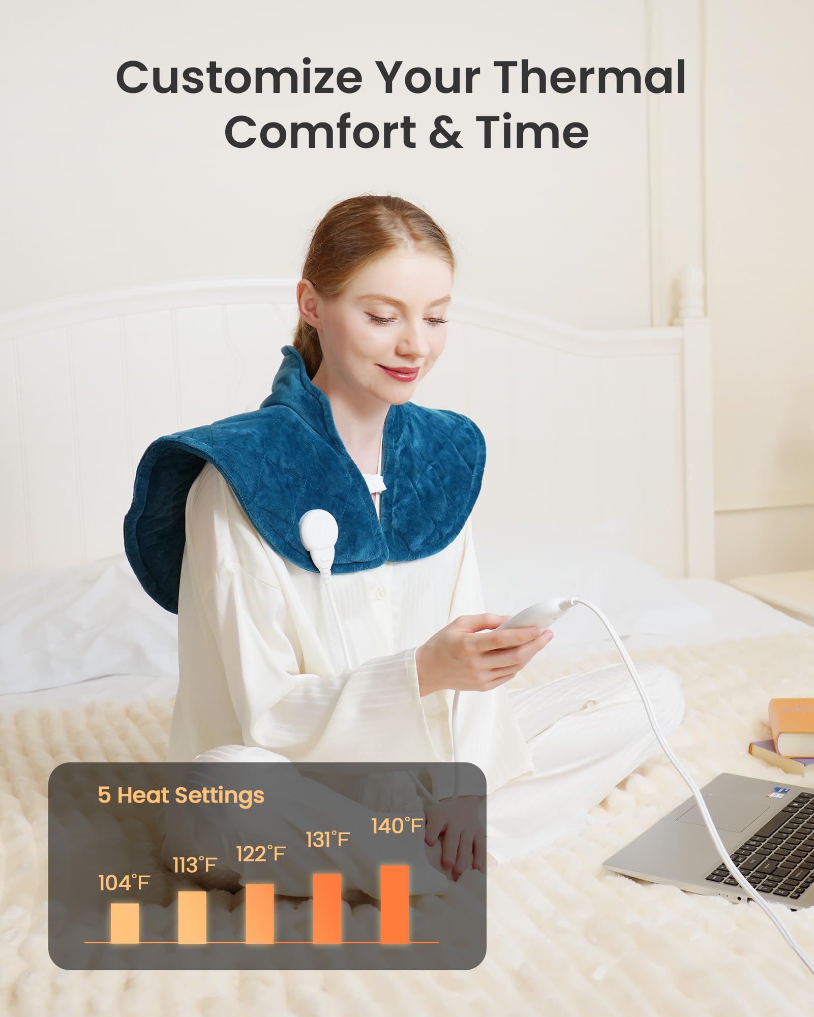 1170G Gewichtetes Heizkissen für Nacken & Schultern – 5 Wärmeeinstellungen, 4 Timer, Abschaltautomatik – Perfekt zur Schmerzlinderung & als Geschenk für Frauen, Männer, Mama & Pap