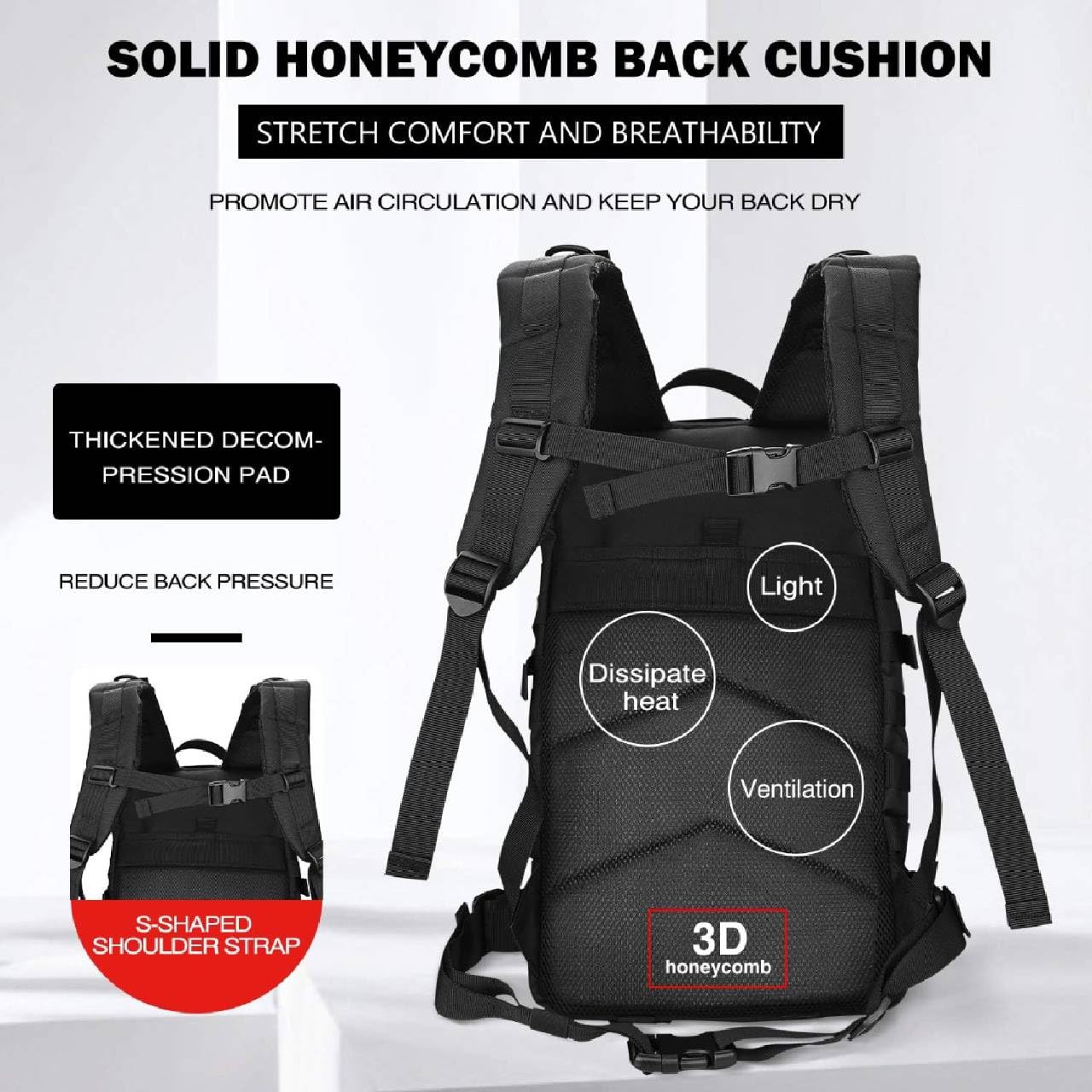 35L Tactical Backpack, Oxford Water Resistant Outdoor Bag with