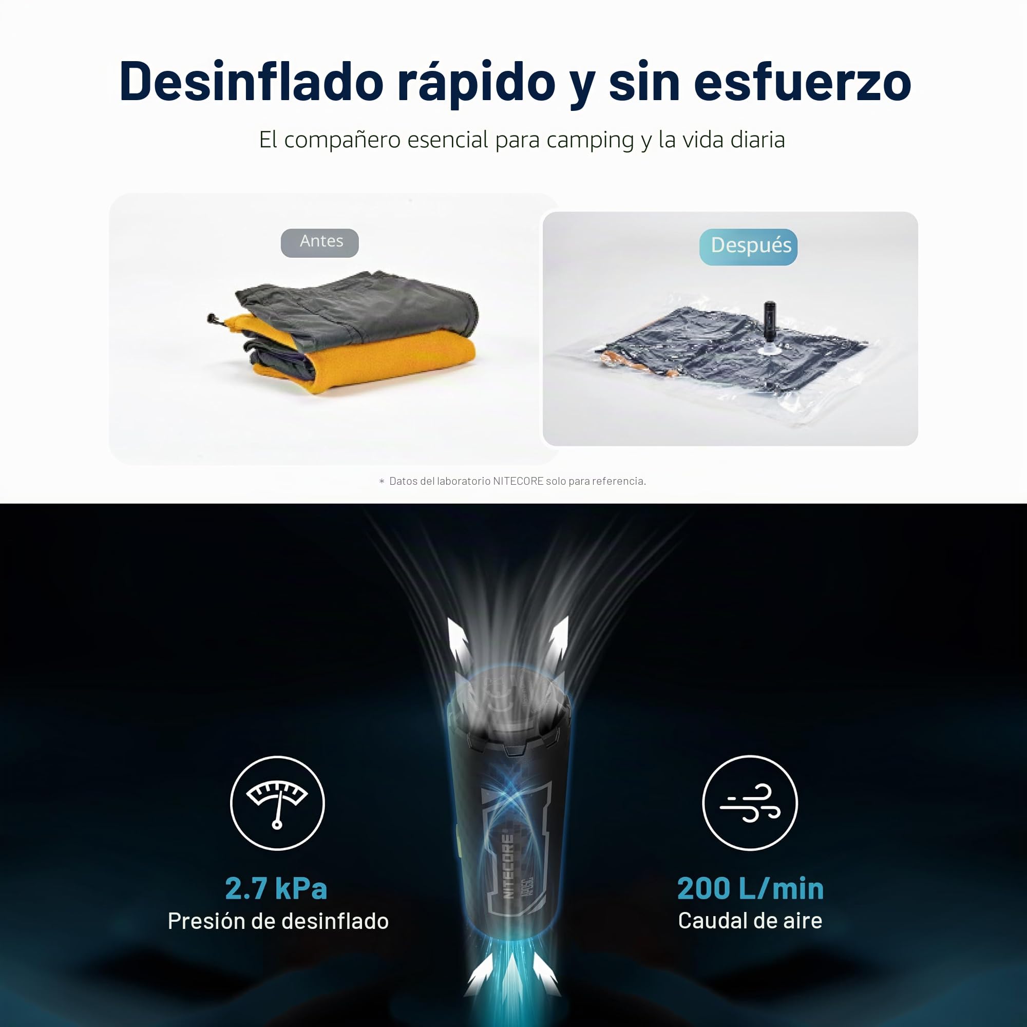 Nitecore AP05C - Bomba de aire de fibra de carbono ultraligera con etiqueta Nitecore