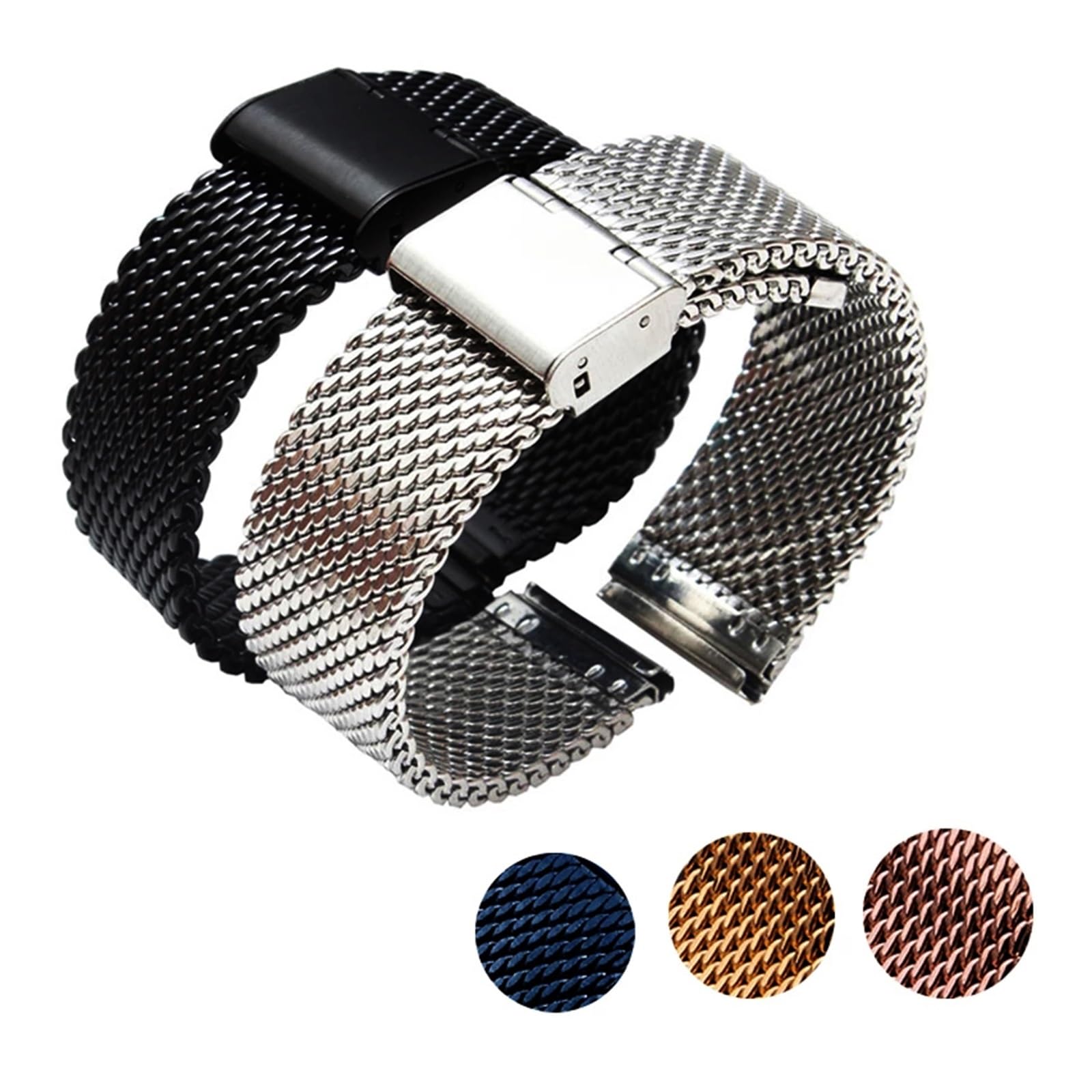 18mm 20mm 22mm 24mm universel milanais remplacement poignet ceinture Bracelet en acier inoxydable maille montre Bracelet bracelets de montre