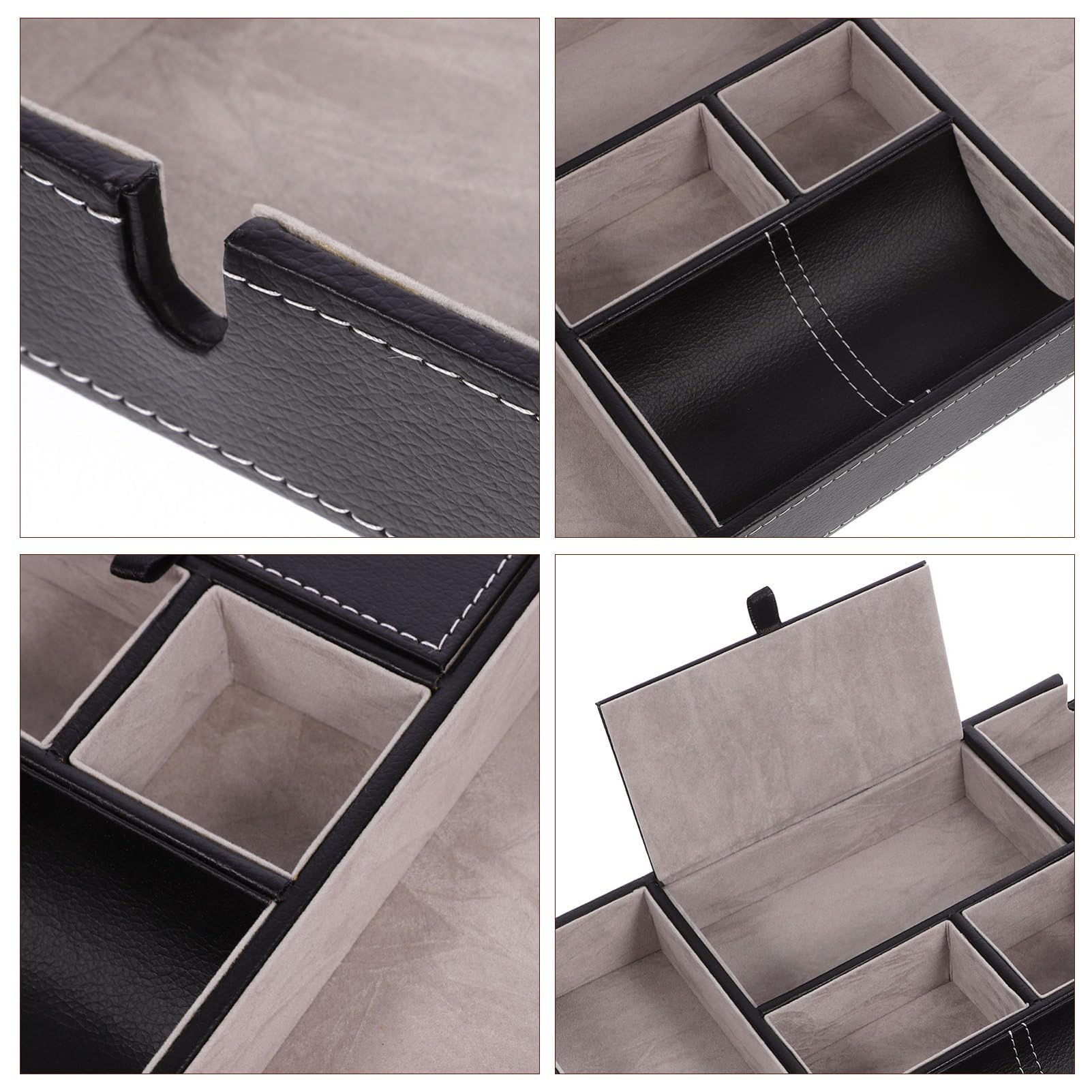 Caja de Almacenamiento de Cuero Pu Negra, Organizador Multifunción