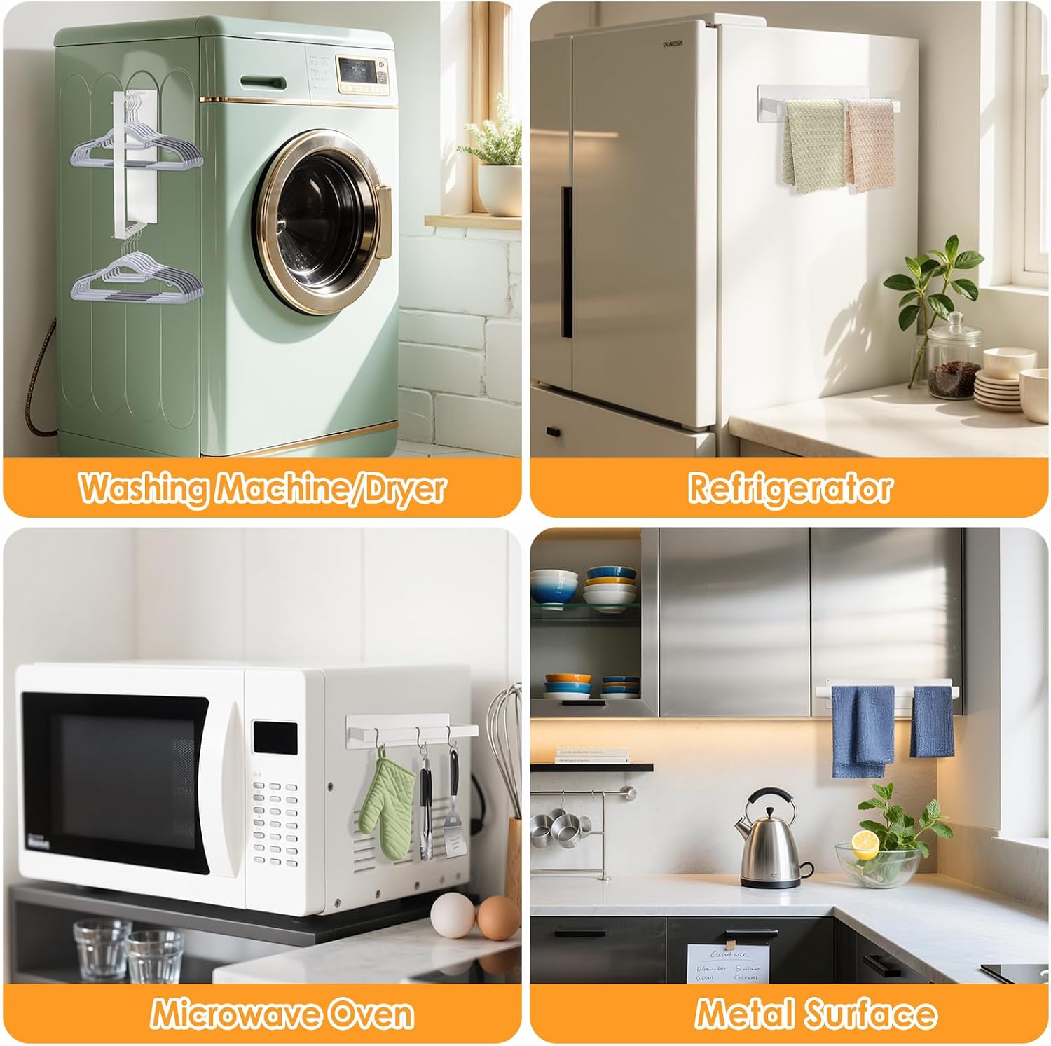 Magnetic Hanger Organizer for Washing Machine, White