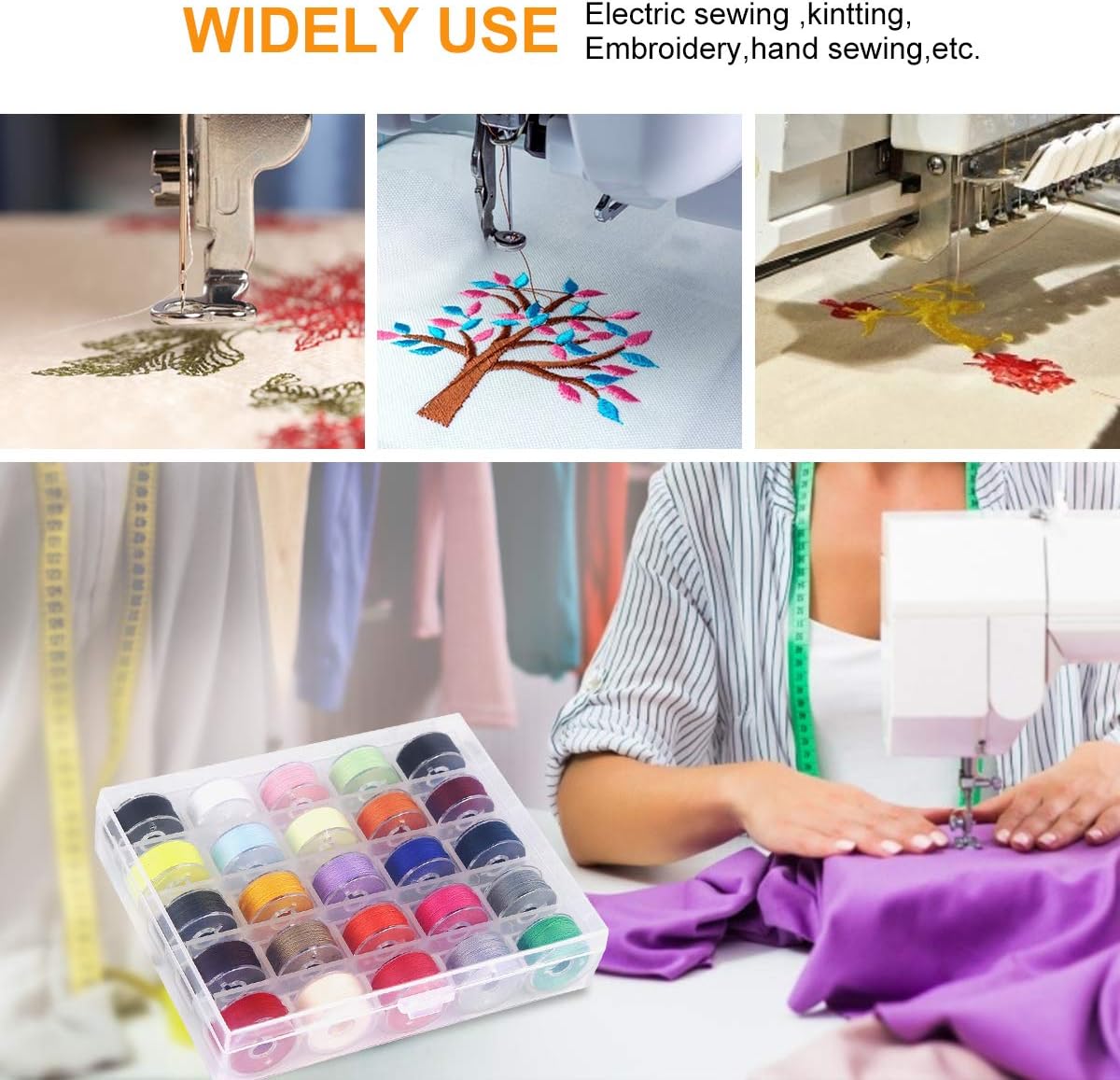 BHSKJSZ 25 PCS Bobbins and Sewing Thread with Case, Pre-Wound Bobbins Set for Hand and Machine Sewing Assorted Colors Perfect Tools for DIY