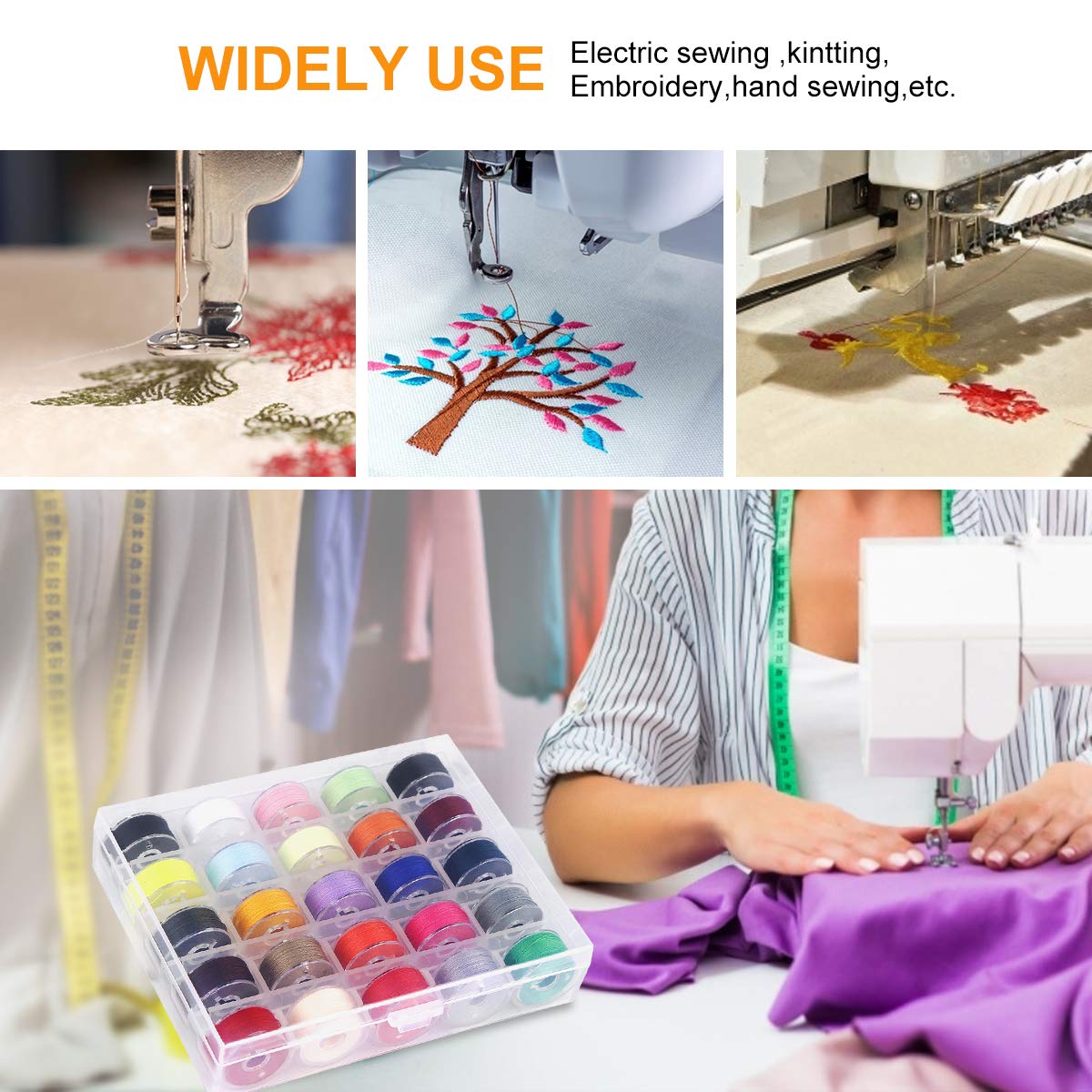 25 bobinas e hilo de coser con funda, juego de bobinas preenrolladas para coser a mano y a máquina, colores surtidos, herramientas perfectas para bricolaje
