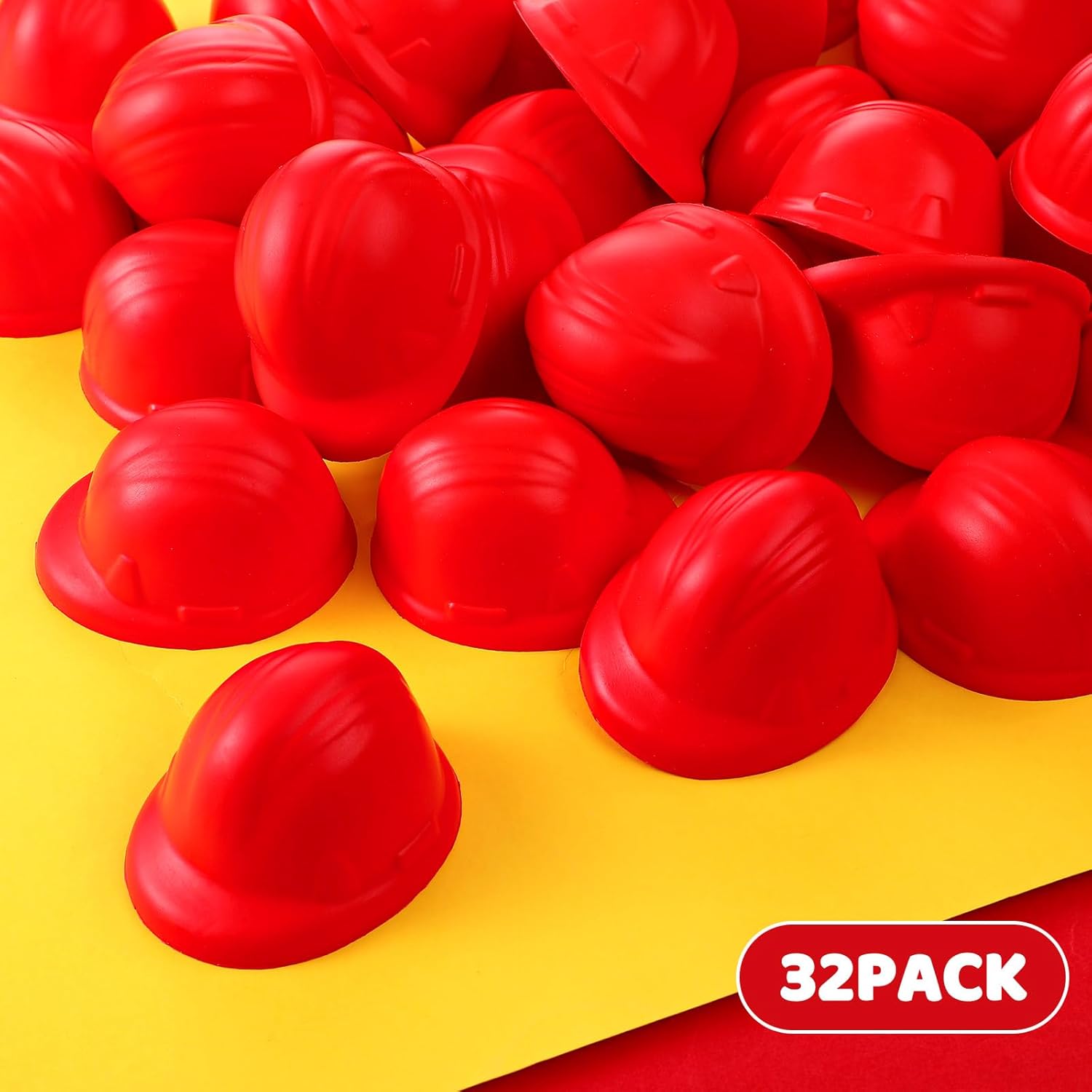 32 Pcs Red Firefighter Hat Stress Balls Bulk Funny Firefighter Appreciation Gifts 2 Inches Helmet Squeeze Balls for Adults Stress and Anxiety Relief International Firefighters' Day Party Favors