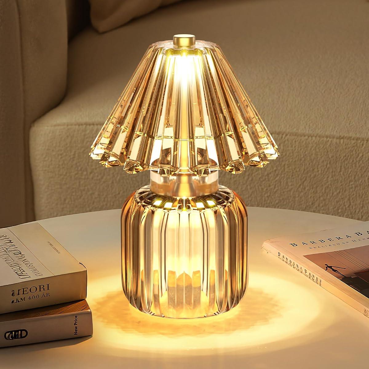 SisiHokai Small Battery Operated Lamp with Timer Tiny Cordless Glass Table Lamp