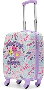 SMILEYWORLD Happy Traveler 18" Airline Approved Carry-on Suitcase | Lightweight Polycarbonate and ABS Suitcases with 360 Wheels & Organized Interior