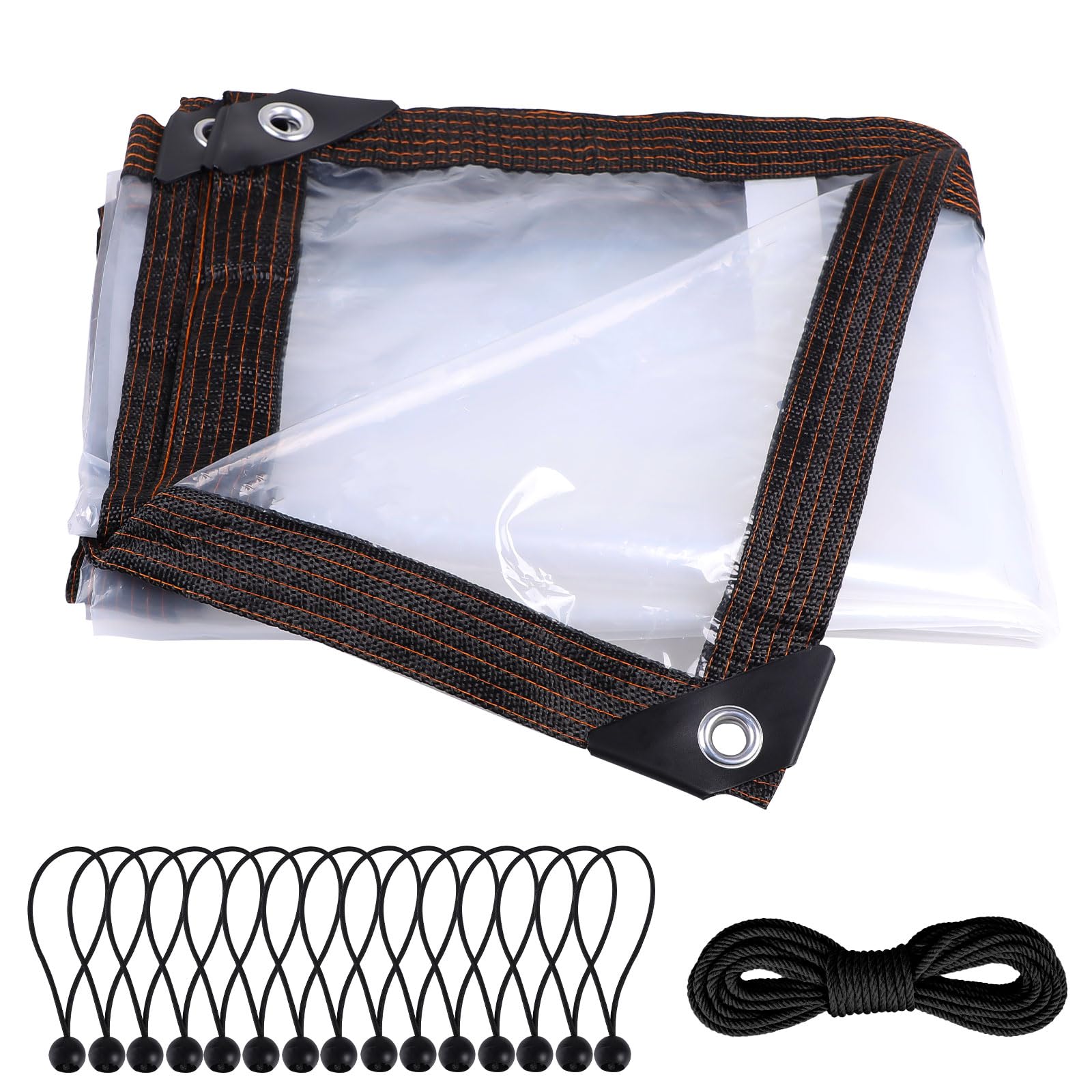 DBREAKS Lona Impermeable Transparente con Ojales, 3 x 3 m, Lonas Impermeables Exterior Transparente, para Exterior Terraza, Muebles de Jardín, Aislamiento de Plantas, con Cuerda