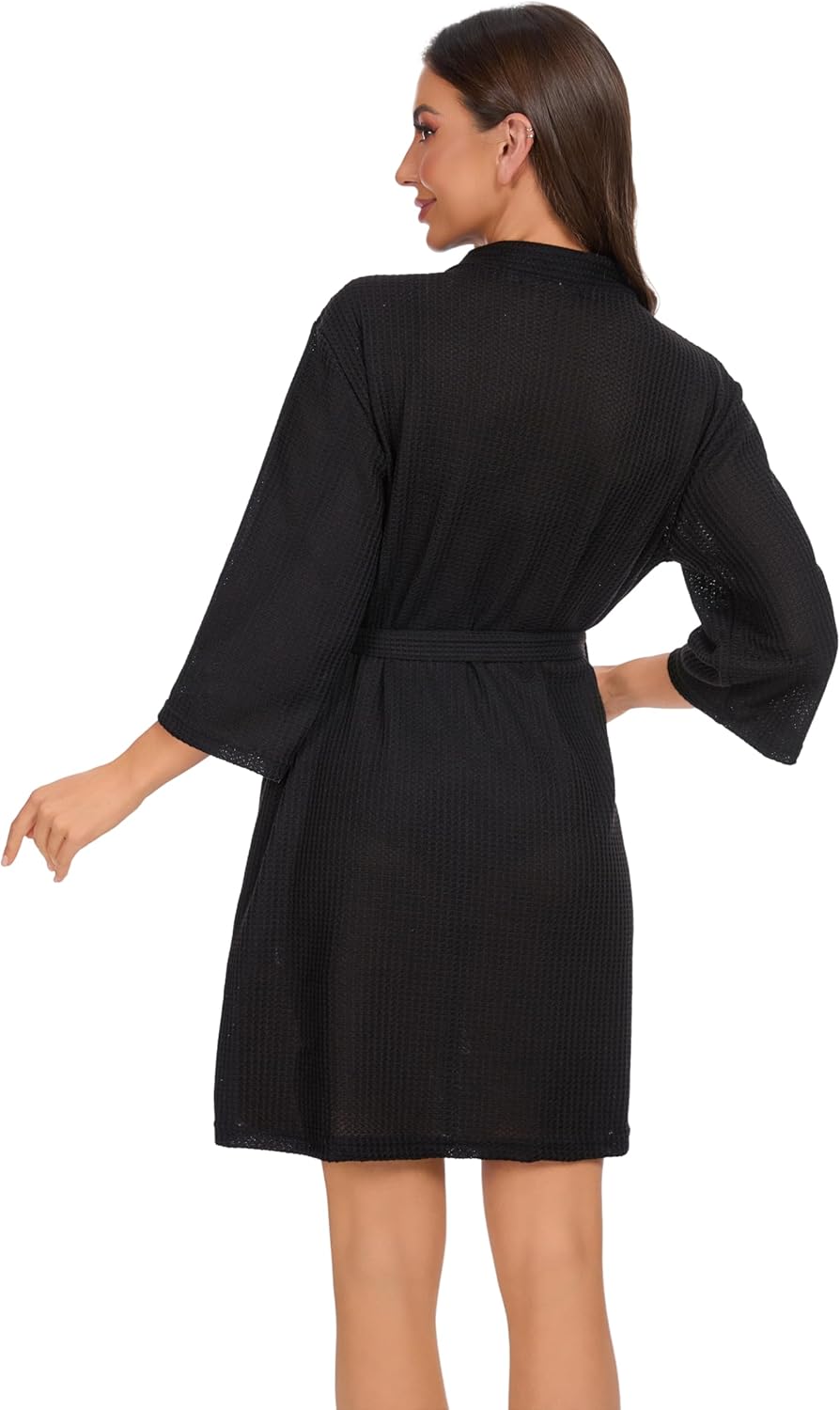 iniber Robes for Women Waffle Knit Bathrobe Soft Lightweight Knee Length Loungewear S-XXL - Image 4