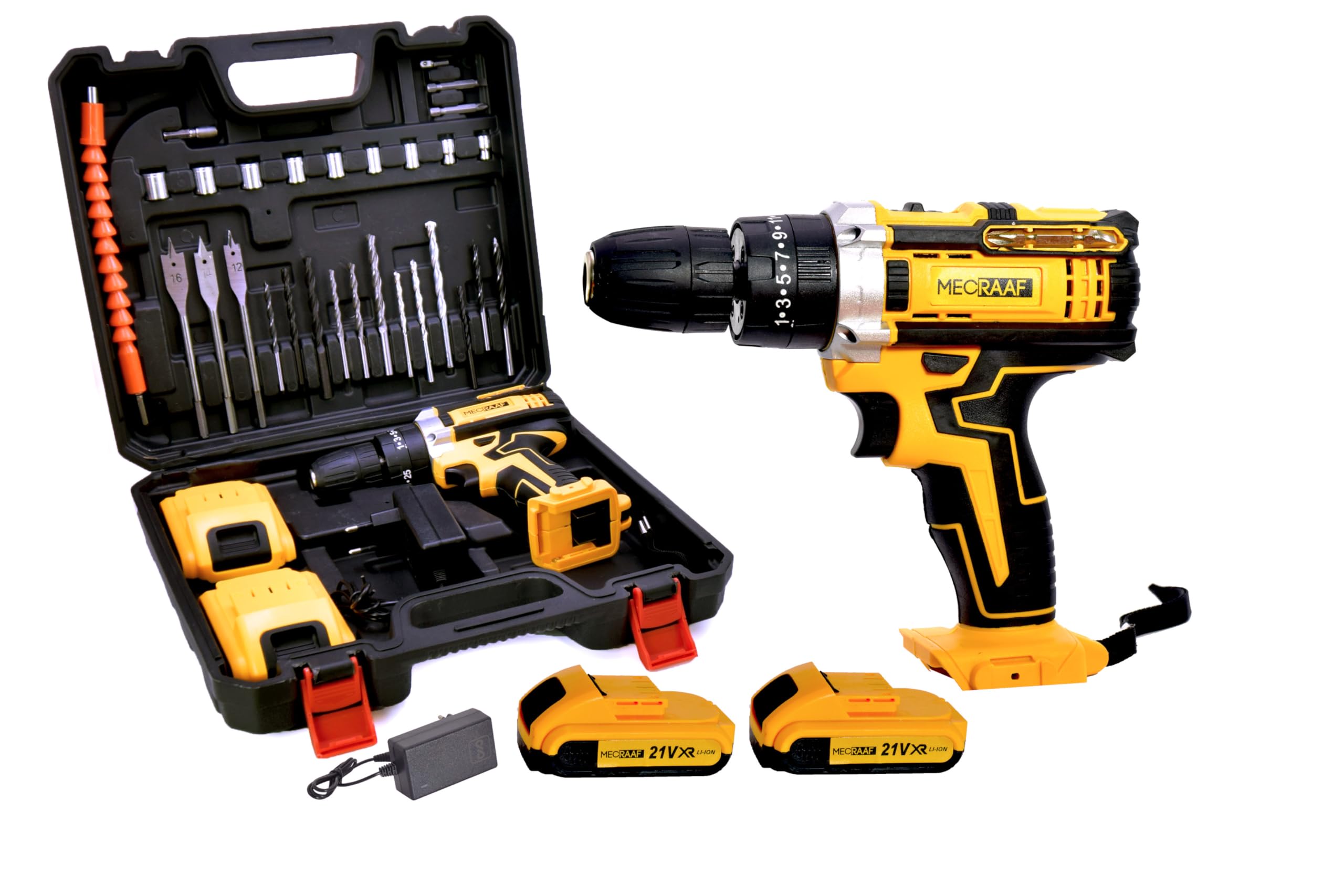 MECRAAF® 21V Cordless Drill Machine cum Screwdriver | 2x 1.5Ah Li-Ion Batteries | Torque 25+1 | 2 Speed Driver | Handheld Drills (Cordless Drill with accessories) | 6 Months Warranty (B0CP497MFJ) Amazon Price History, Amazon Price Tracker