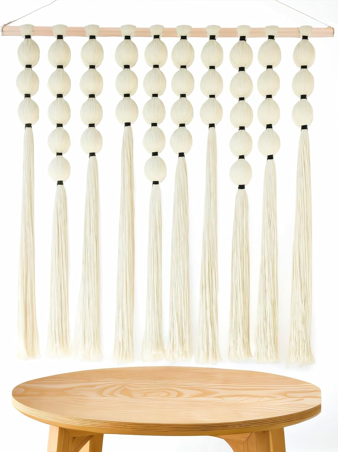 FZHLR Macrame Wall Hanging Large Boho Sphericity Cotton Textile Wall Decor Art Fiber Yarn Headboard Bedroom Living Room Apartment Birthday Gift Xmas (Beige)