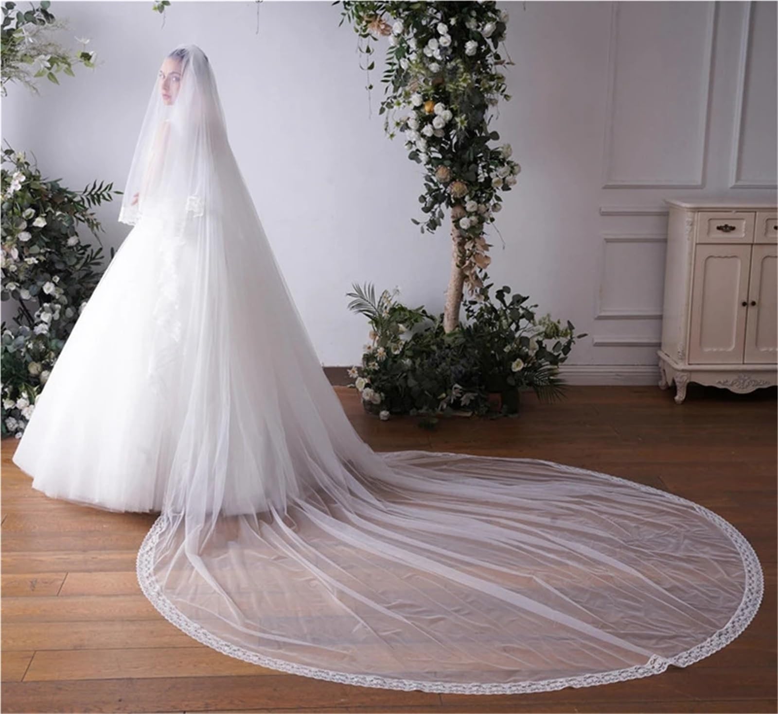 Genérico 3 Meters Edge Bridal Veil Elegant Wedding Veil for Brides Veu de Noiva Voile Mariage Velo Sposa